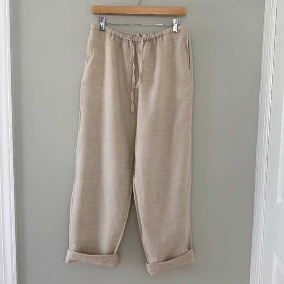 NWB Casuals Beige Linen Pants Women's‎ Medium - Picture 1 of 14